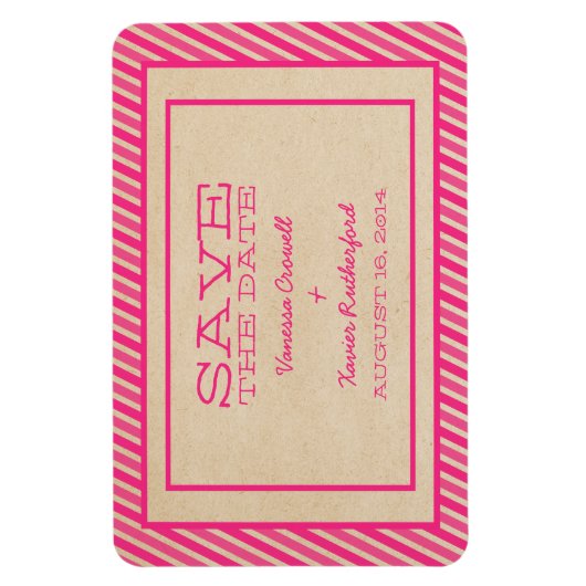 Roze Trendy Stripes sparen de Magnet van de Datum Magneet (Verticaal)