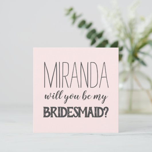 Roze trendy word je mijn bruidsmeisje (Staand voorkant)