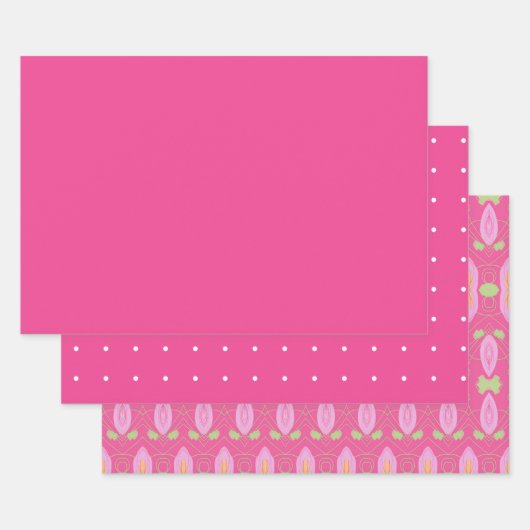 Roze Tri Sheet Wrap of Lade Liners Inpakpapier Vel (Set)