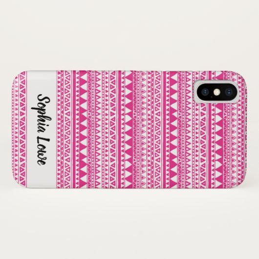 Roze tribaal monogram Case-Mate iPhone case (Achterkant (horizontaal))