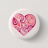 Roze tribaal tattoo hartsymbool meisjes liefde kun ronde button 3,2 cm (Voorkant)