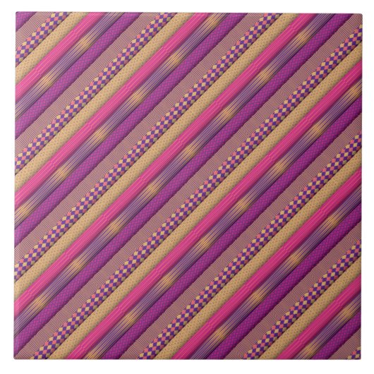 Roze Tribal Stripes Geometrisch patroon vet etnisc Tegeltje (Voorkant)