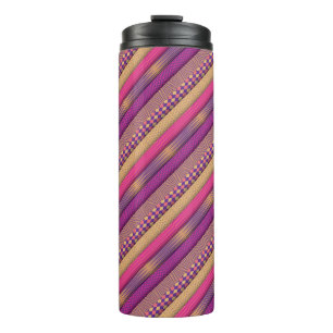 Roze Tribal Stripes Geometrisch patroon vet etnisc Thermosbeker
