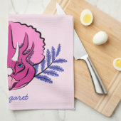 Roze Triceratops Dinosaur Persoonlijk Theedoek (Quarter Fold)