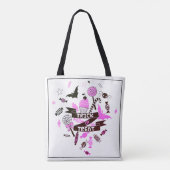 Roze Trick or treat Halloween Canvas tas (Achterkant)