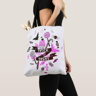Roze Trick or treat Halloween Canvas tas