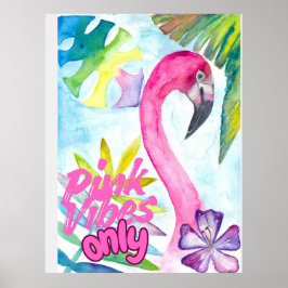 Roze Trillingen Alleen – Roze Flamingo Poster