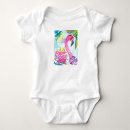 Roze Trillingen Alleen – Roze Flamingo Romper