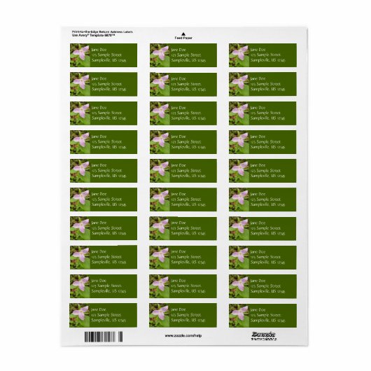 Roze Trillium Bloem Etiket (Full Sheet)