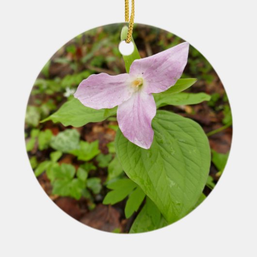 Roze Trillium Bloem Keramisch Ornament (Voorkant)