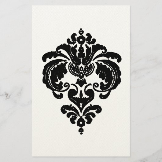 Roze Trim Zwart Damast Monogram Gerecycled papier (Achterkant)