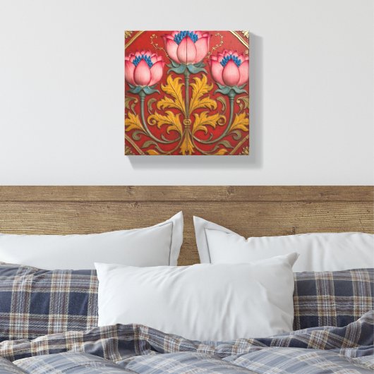 Roze Trio Lotus Canvas Afdruk (Insitu (Slaapkamer))