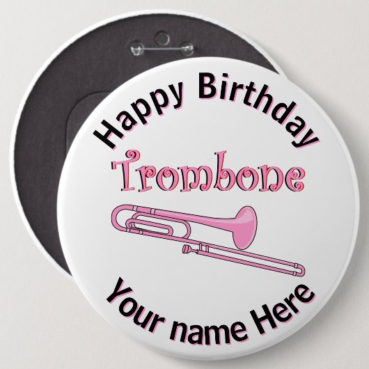 Roze trombone Button (Voorkant /achterkant)
