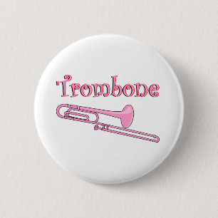 Roze trombone ronde button 5,7 cm
