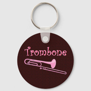 Roze trombone sleutelhanger