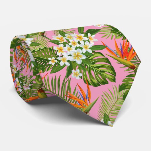 Roze tropen stropdas (Opgerold)