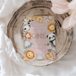 Roze Tropical Wild One Oerwoud Safari Dieren Kaart