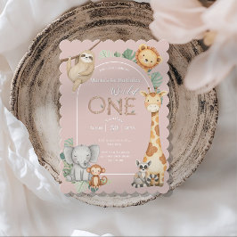 Roze Tropical Wild One Oerwoud Safari Dieren Kaart