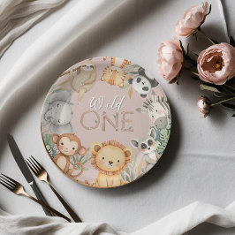 Roze Tropical Wild One Oerwoud Safari Dieren Papieren Bordje