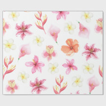 Roze Tropisch Aquarel Bloempatroon