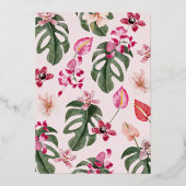 Roze Tropisch Baby shower Folie Uitnodiging (Achterkant)