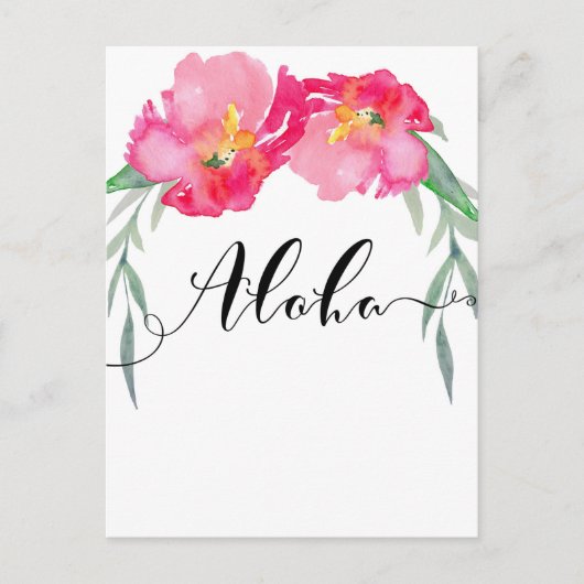 Roze Tropisch Blad Bloemen Aloha Save the Date Aankondigingskaart (Voorkant)