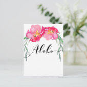 Roze Tropisch Blad Bloemen Aloha Save the Date Aankondigingskaart (Staand voorkant)