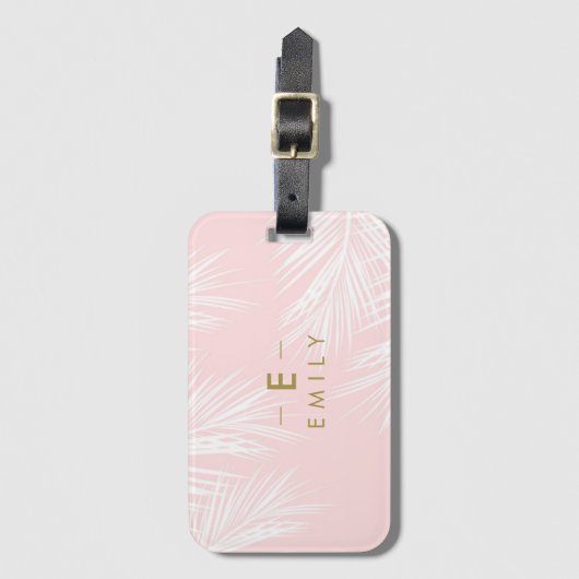Roze Tropisch blad, Bruidsmeisje Bagagelabel (Voorkant (verticaal))