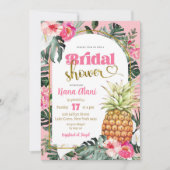 Roze Tropisch Bloemen Ananas Vrijgezellenfeest Kaart (Voorkant)
