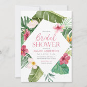 Roze tropisch bloemig Vrijgezellenfeest Kaart (Voorkant)
