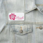 Roze tropisch eiland Hawaiian Hibiscus Flower Naamplaatje (In situ)