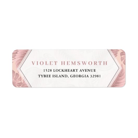 Roze tropisch geometrisch terugkeeradres etiket (Voorkant)