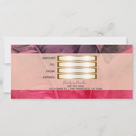 Roze Tropisch glitter Gift Certificate (Achterkant)
