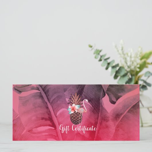 Roze Tropisch glitter Gift Certificate (Staand voorkant)