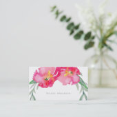 Roze Tropisch Groen Blad Bloemen Moderne Waterverf Visitekaartje (Staand voorkant)