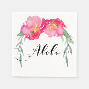 Roze Tropisch Groen Blad Klimplant Bloemige Aloha  Servetten