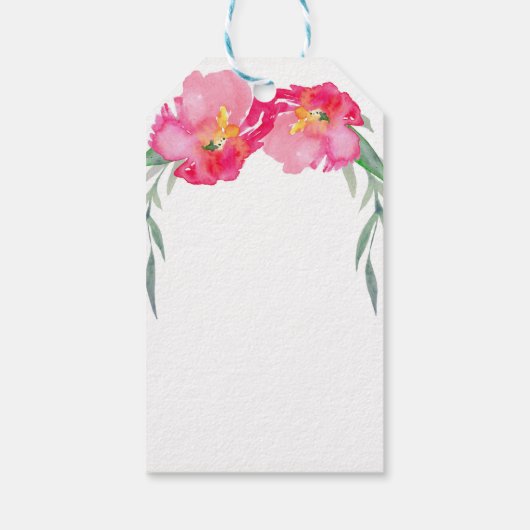 Roze Tropisch Groen Blad Wijnstok Bloemen Aloha Pa Cadeaulabel (Achterkant)