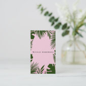 Roze Tropisch Groen Bladeren Botanische Elegant Ch Visitekaartje (Staand voorkant)