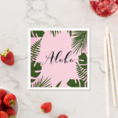 Roze Tropisch Groene Bladeren Strand Zomer Aloha L Servetten (Insitu)
