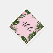 Roze Tropisch Groene Bladeren Strand Zomer Aloha L Servetten (Hoek)