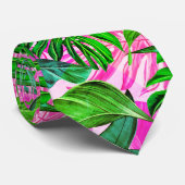 Roze Tropisch Hawaïaans patroon Stropdas (Opgerold)