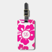 Roze tropisch Hawaii Hibiscus Floral Patroon Bagagelabel (Voorkant verticaal)
