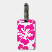 Roze tropisch Hawaii Hibiscus Floral Patroon Bagagelabel (Achterkant verticaal)