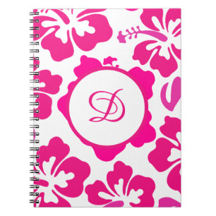 Roze tropisch Hawaii Hibiscus Floral Patroon Notitieboek