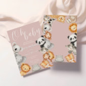 Roze Tropisch Oerwoud Safari Baby shower Dieren Kaart