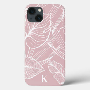 Roze Tropisch Palmblad Patroon Monogram Hoesje-Mat Case-Mate iPhone Case