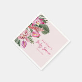 Roze tropisch papieren servet (Hoek)