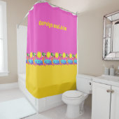 Roze tropisch strand, abstract ontwerp, jouw naam. douchegordijn (In situ)