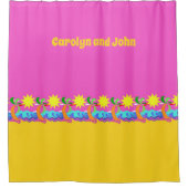 Roze tropisch strand, abstract ontwerp, jouw naam. douchegordijn (Voorkant)