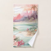 Roze Tropisch Strand Bad Handdoek (Handdoek)